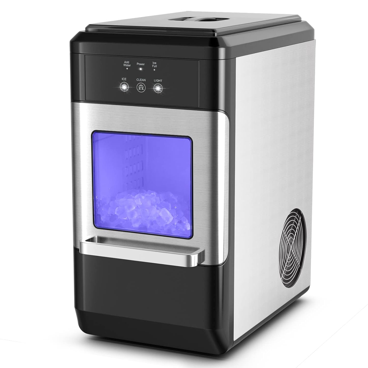 COSTWAY Nugget Ice Machine, 44 LBS Per Day, Built in Self-Cleaning Function, Intelligent Control Panel, Compressor, Include Ice Scoop