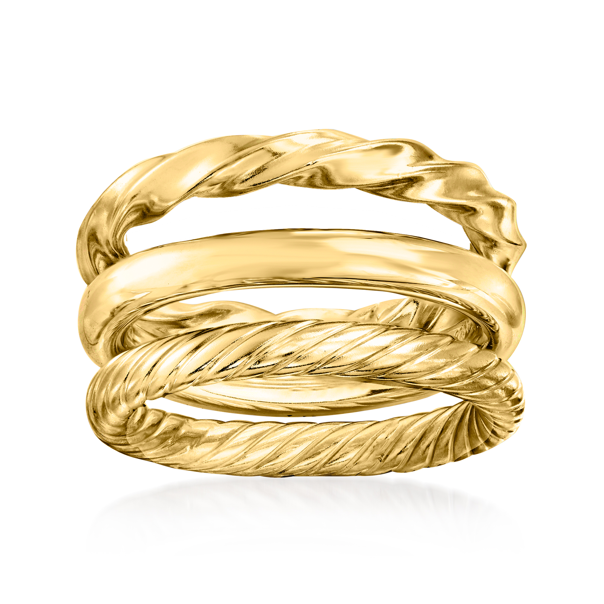 Ross-Simons 18kt Gold Over Sterling Jewelry Set: 3 Polished Rings, Women's, Adult