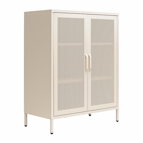 Novogratz Channing 2 Door Accent Cabinet-Mesh Metal Locker, Kelly Green