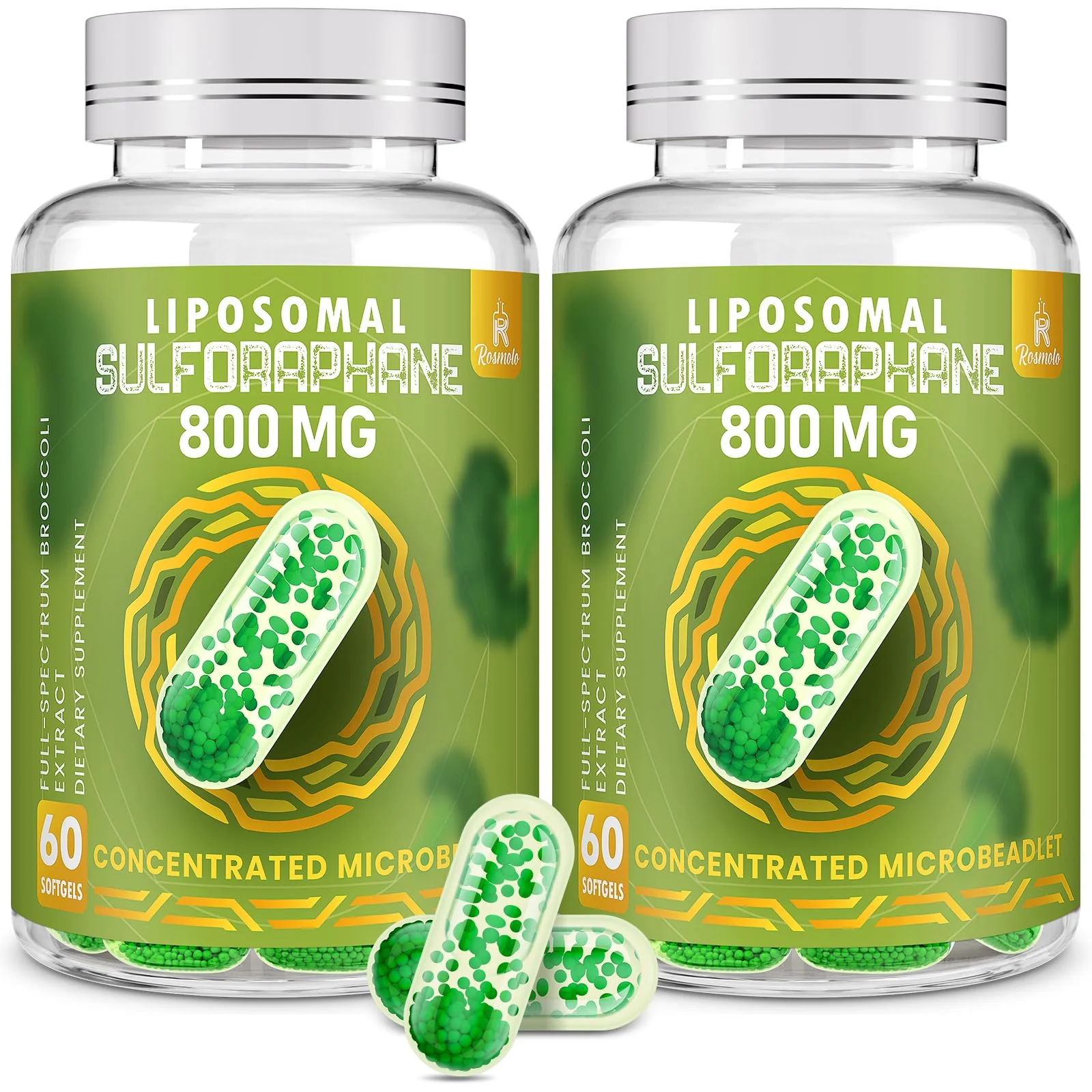 800 MG Liposomal Sulforaphane, Powerful Dual-Delivery for Maximum Absorption & Potency, Full-Spectrum Broccoli Extract