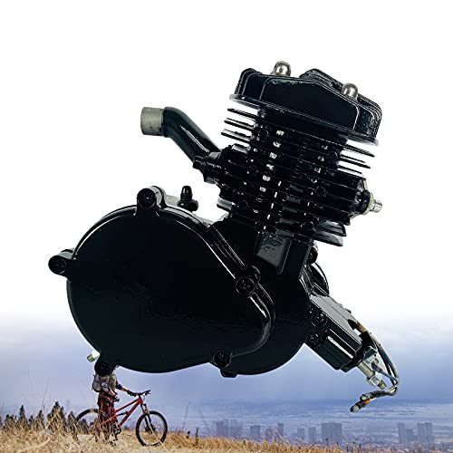 80CC 2-Stroke Petrol Gas Motor Engine Bike Single Cylinder Air-cooled Engine CDI for Bicycle Motorized 1.85KW 1.65HP 5500RPM (Black)