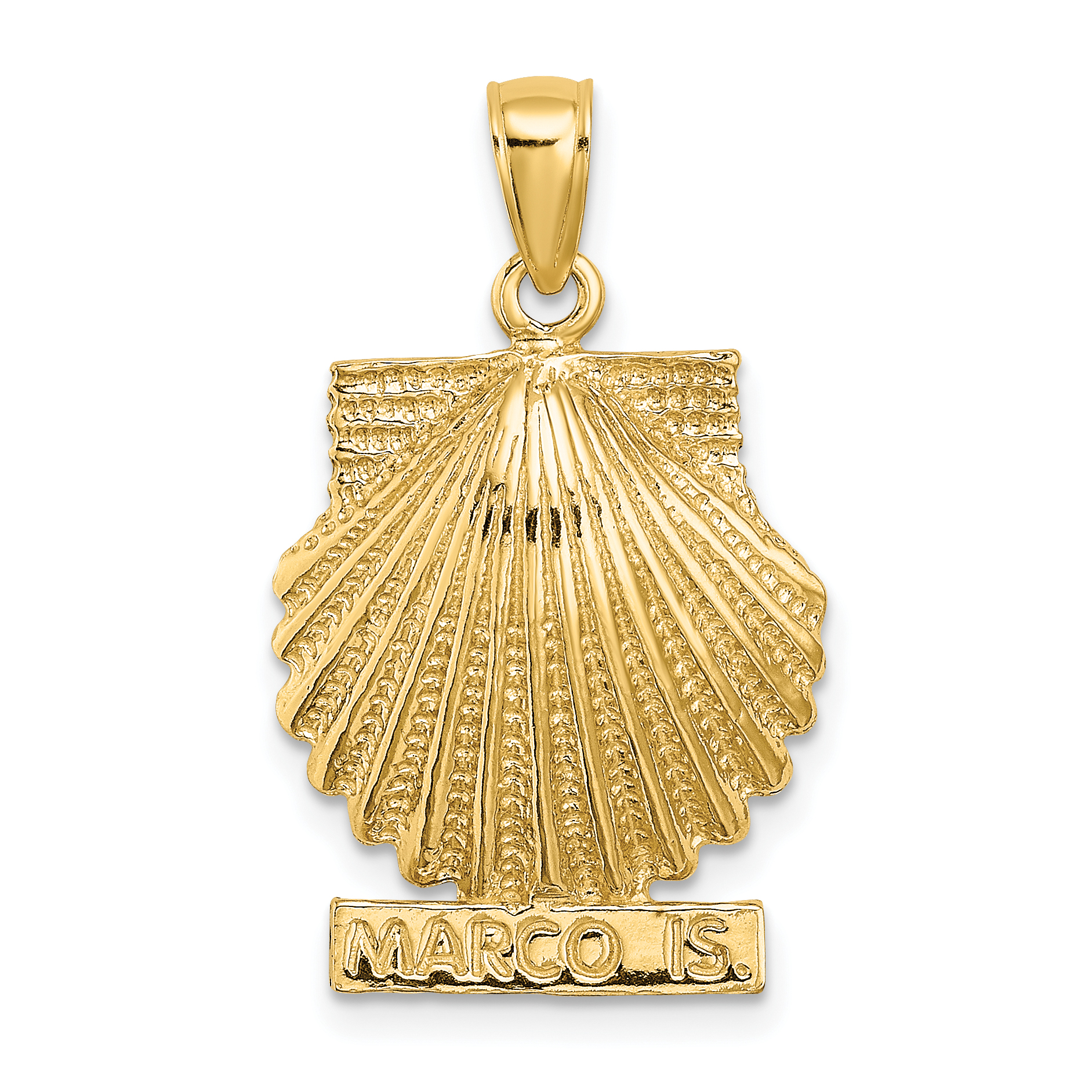 Lex & Lu 14k Yellow Gold 2D MARCO ISLAND Under Scallop Shell Charm
