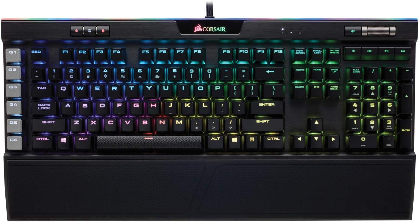 Corsair K95 RGB Platinum Mechanical Gaming Keyboard -  6x Programmable Macro Keys - USB Passthrough & Media Controls - Tactile & Quiet