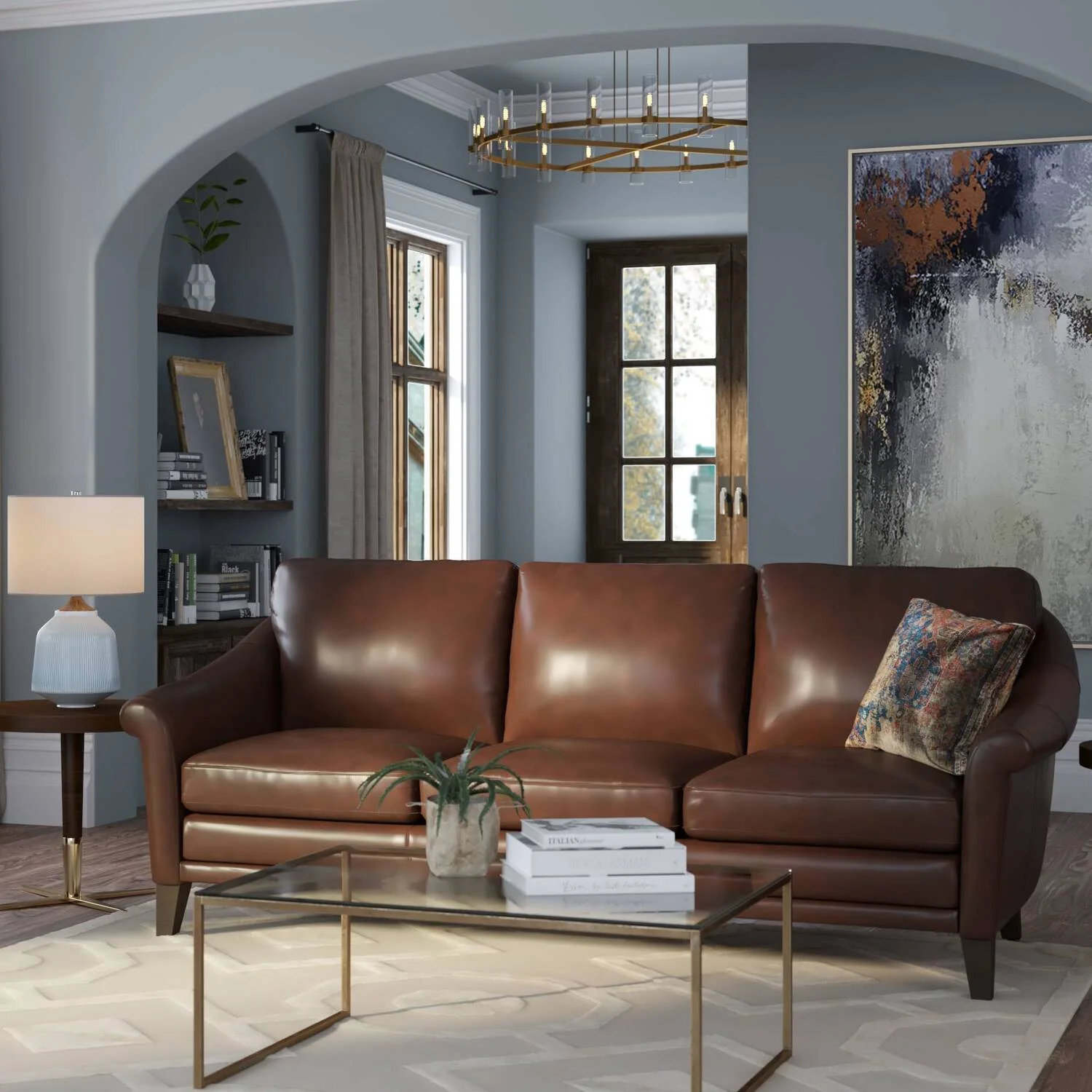 Homestock Seaside Style 1 Genuine Midcentury Modern Sofa