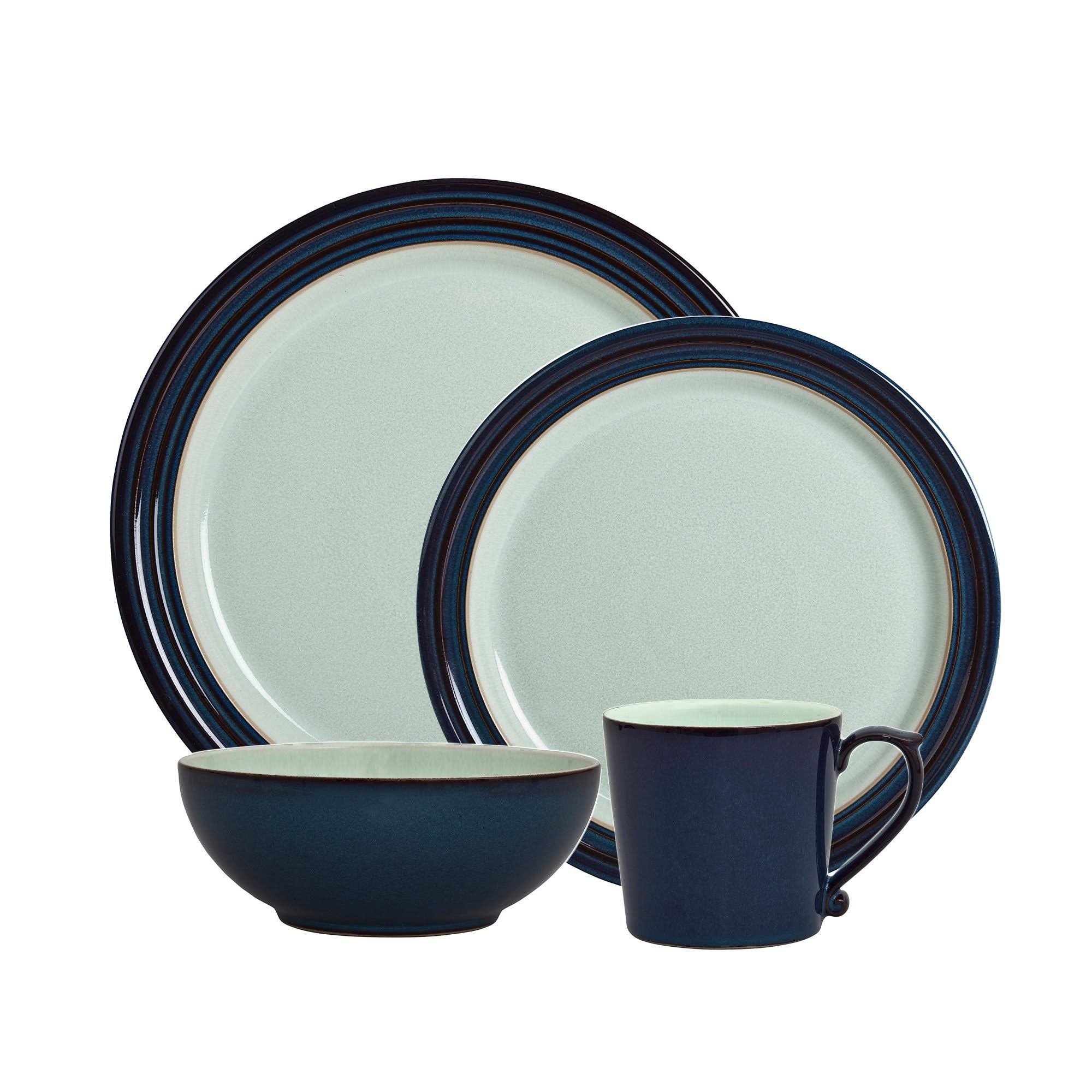 Denby USA Peveril 4 Piece Place Setting Dinnerware Set, Light Green/Blue - Avayadevconnect