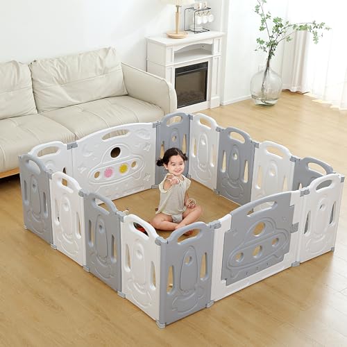 Baby Playpen Kids Activity Centre Safety Play Yard Home Indoor Outdoor New Pen (multicolour) (White) (18White)