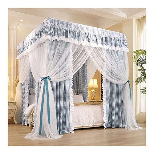 Mosquito Net for 1.5m Bed Luxury 4 Post Bed Canopy includes Blackout Fabric/Mesh Curtain/Metal Bracket (Color: Style 2, Size: 1.5x2x2m)