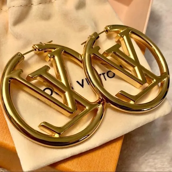 e Hoop Earrings Gold Metal | L Earrings |