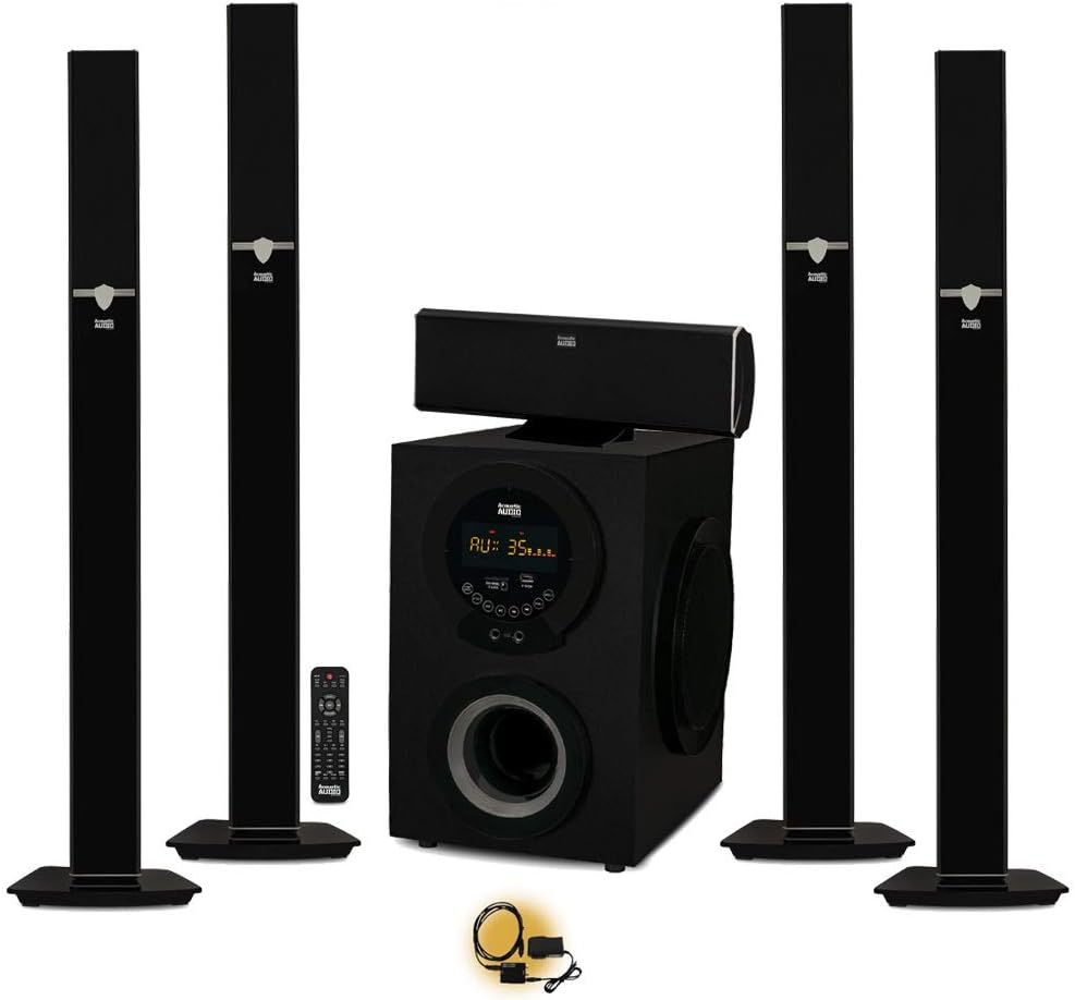 Acoustic Audio AAT3003 Tower 5.1 Home Theater Bluetooth Speaker System with Optical Input
