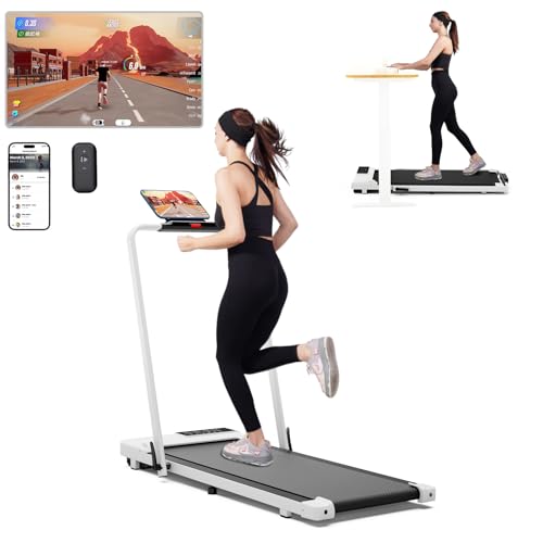 SupeRun 3 in 1 Folding Treadmills for Home Small, 3.0HP Under Desk Treadmill, Walking Pad Treadmill 300 lb Capacity with Remote & APP Control