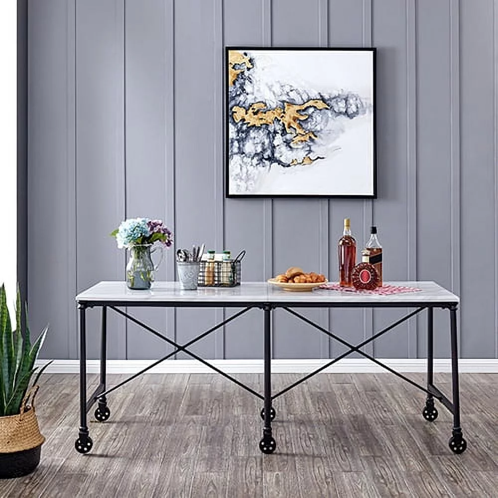 Trie Faux Stone Rolling Kitchen Island