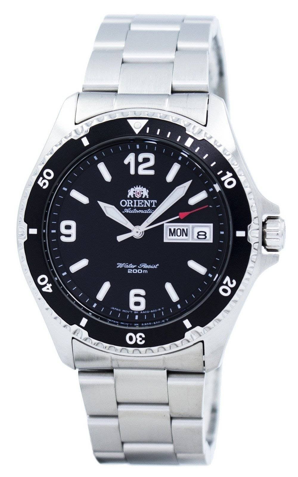 Orient AA02001B Men's Mako II Black Dial Steel Bracelet Automatic Dive Watch - Megean