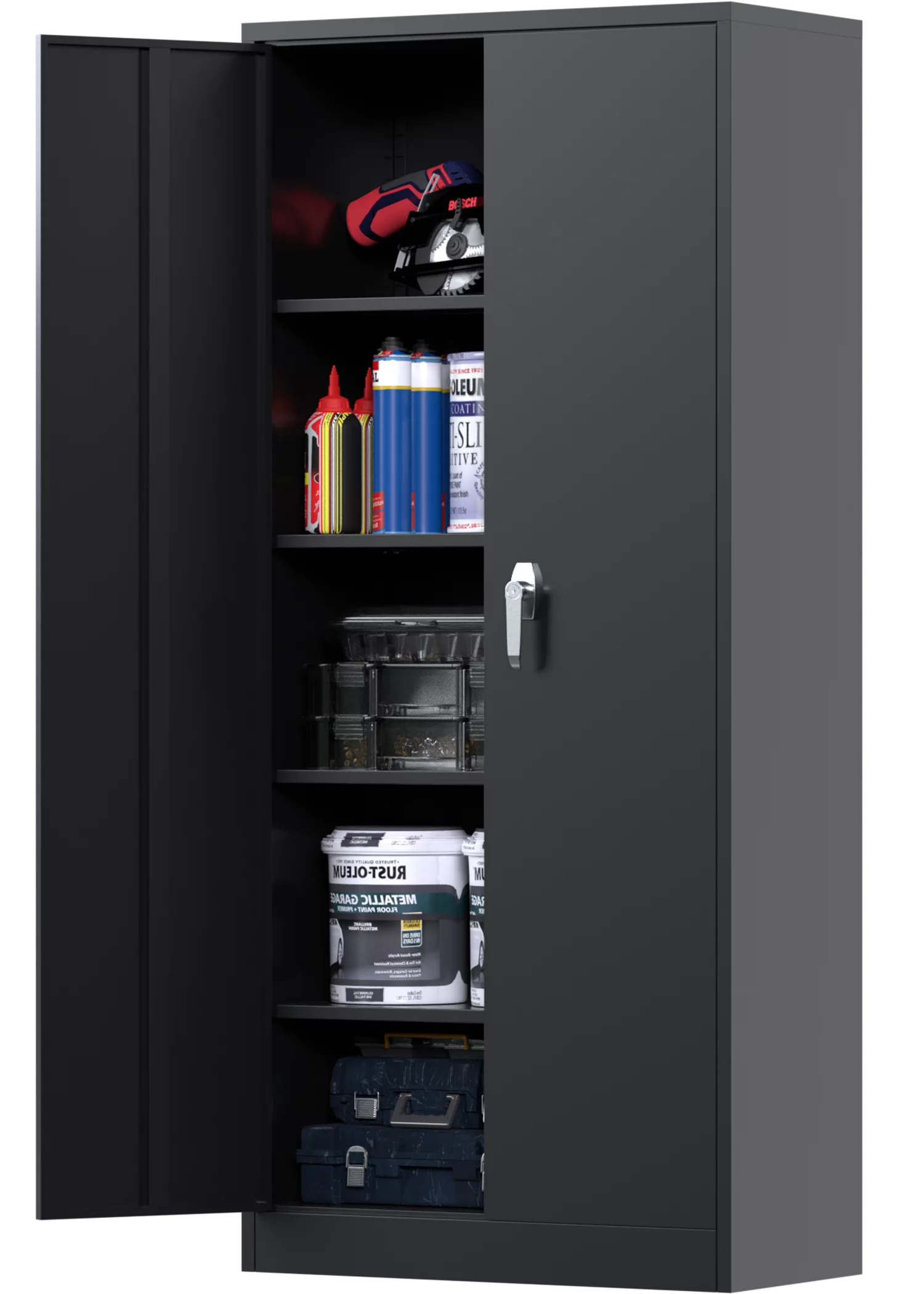 SUPEER Metal Storage Cabinet, Steel Garage Cabinet with Doors and Shelves, School Office Cabinet for Home Office, Garage and Utility Room