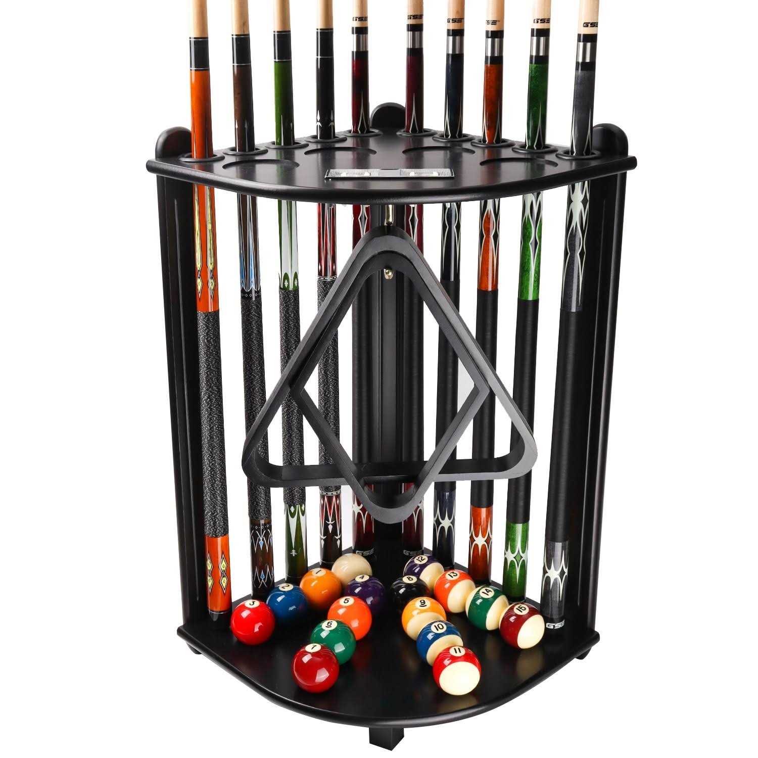GSE Games &amp; Sports Expert Corner Style Floor Stand Billiard Pool Cue Rack with Score Counters. Holds 10 Cue Sticks - Sports Supplies Online Store