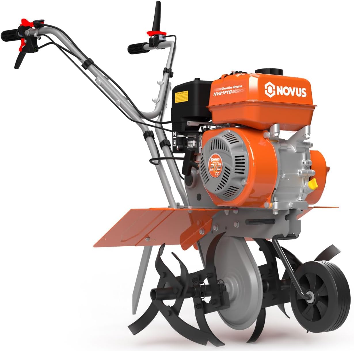 NOVUS Gas Tiller 21-Inch Gas Powered Front Tine Tiller Cultivator 212cc 4-Cycle Gas Engine with Toolless Adjustable Tilling Width 12in-21in