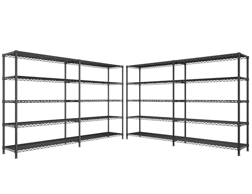 REIBII 73''W Storage Shelves Load 1650 LBS Metal Shelving 5-Tier Wire Shelving Unit for Storage Rack Adjustable Heavy Duty Metal Shelves for Pantry