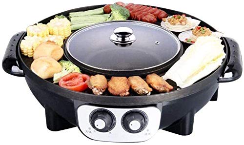One pot,Hot Pot Tabletop Grill And Fondue, Smokeless And Non-Stick Integrated Cooker Pot,Electric Hot Pot Electric Barbecue Electric Baking Pan,A2