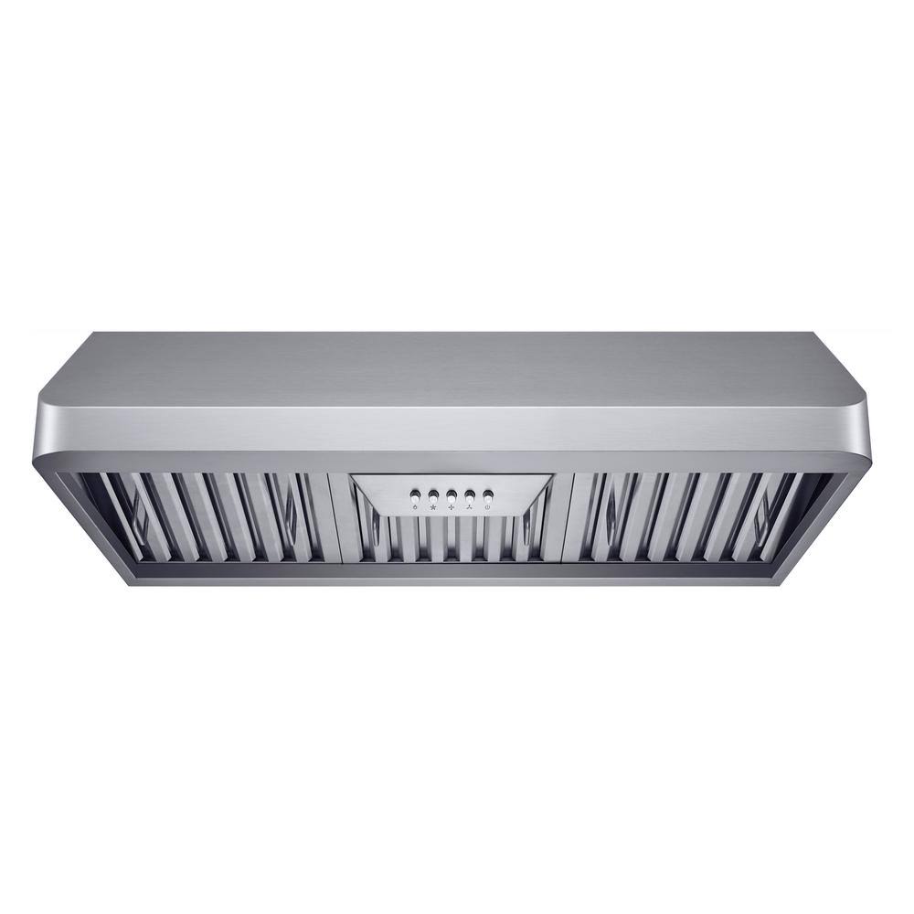 Winflo 30 in. 300 CFM Ducted Under Cabinet Range Hood in Stainless Steel with Baffle Filters, Silver