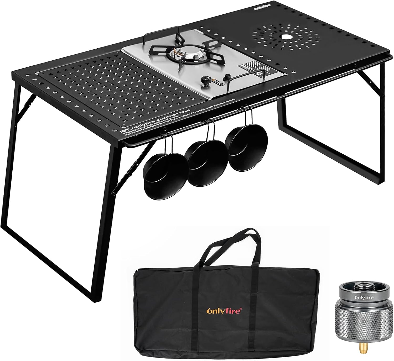 Onlyfire IGT Camping Table Kit with Gas Stove and Carrying Case, Folding Camp Table, Portable Camping Table IGT Unit Combination Table for Camping