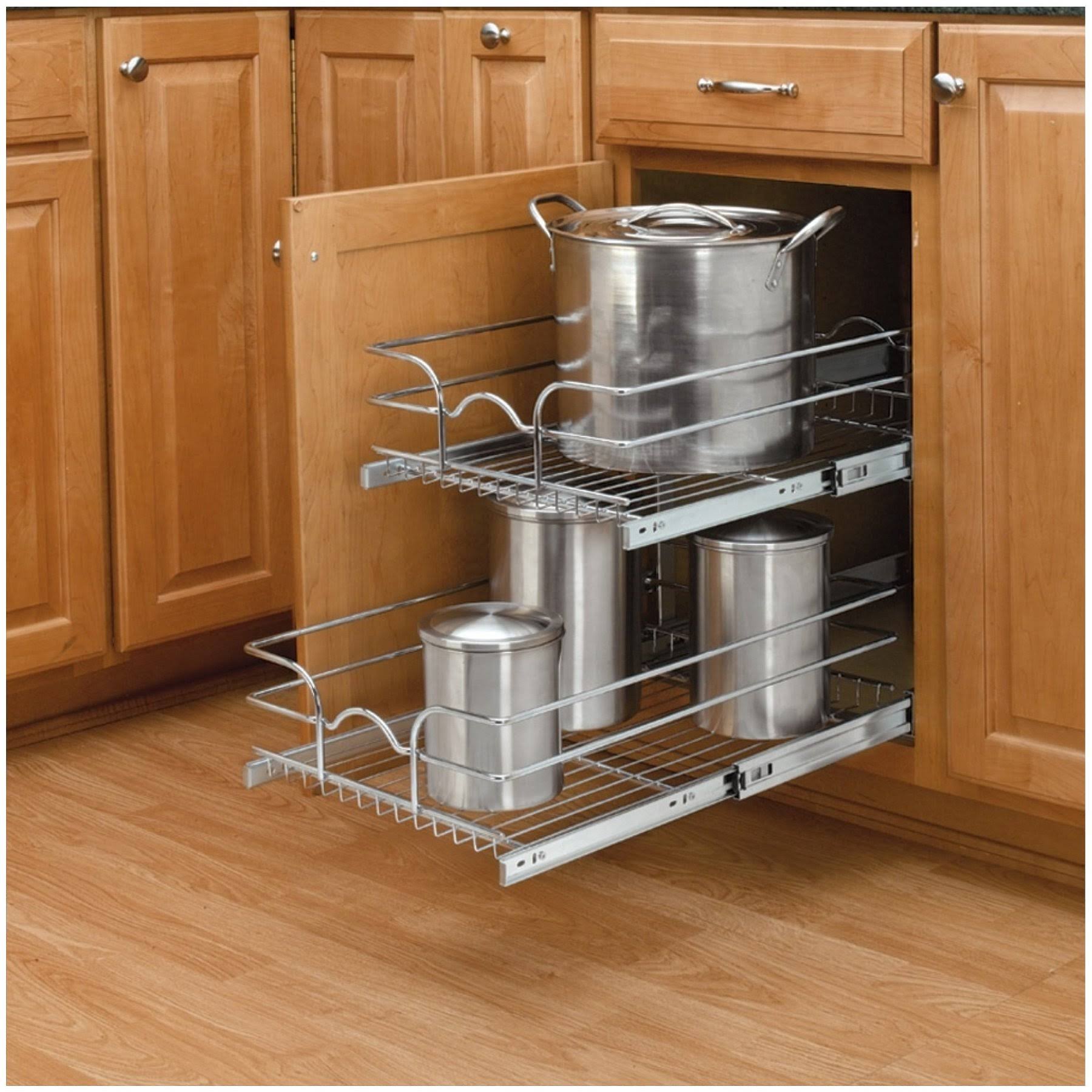 Rev-A-Shelf 9-Inch Pullout 2 Tier Wire Basket Cookware Cabinet Organizer