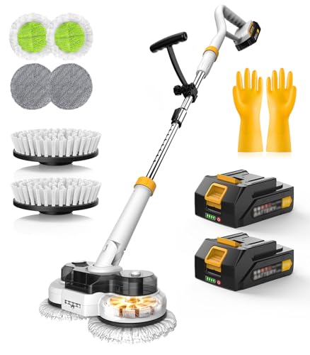 qimedo 800RPM Cordless Electric Mop, 6000mAh Battery Electric Power Scrubber & Mops for Floor Cleaning, Best Automatic Spin Mops with Smart Display