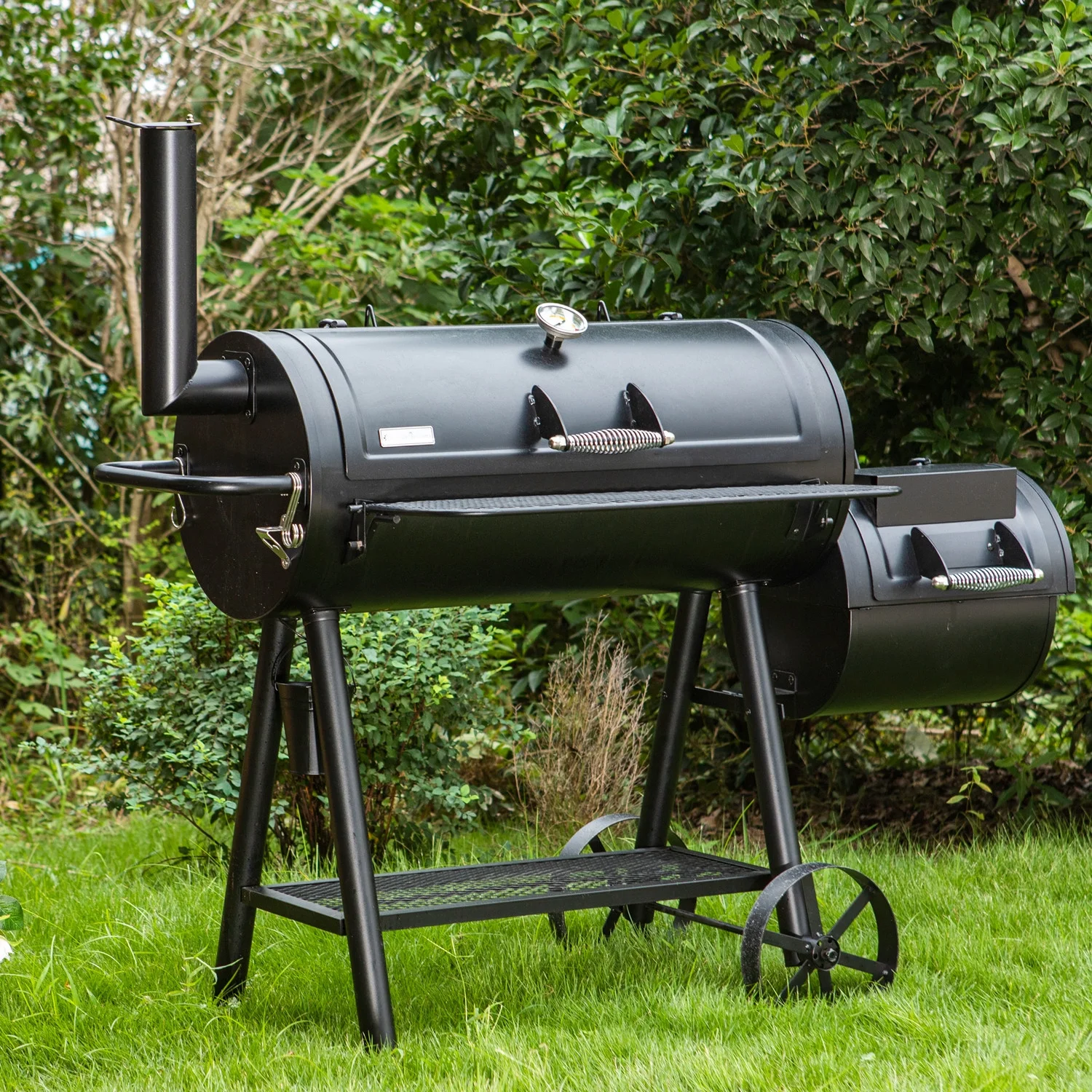 Summit Living Charcoal Grill with Offset Smoker 941 sq.in. Extra Large BBQ Grill Black - Radiant Selections
