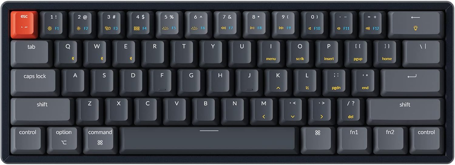 Keychron K12 60% Layout Bluetooth Wireless/USB Wired Mechanical Keyboard with Gateron G Pro Brown Switch/RGB Backlit/N-Key Rollover/Aluminum Frame