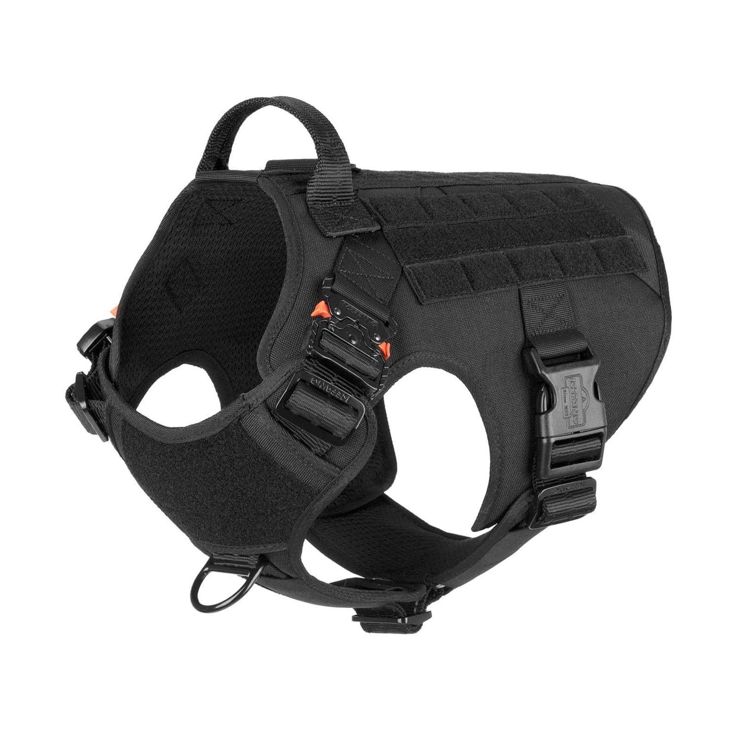 Icefang Tactical Dog Harness Size,2X Metal Buckle,Working Dog MOLLE Vest with Handle,No Pulling Front Leash Clip,Hook and Loop Panel