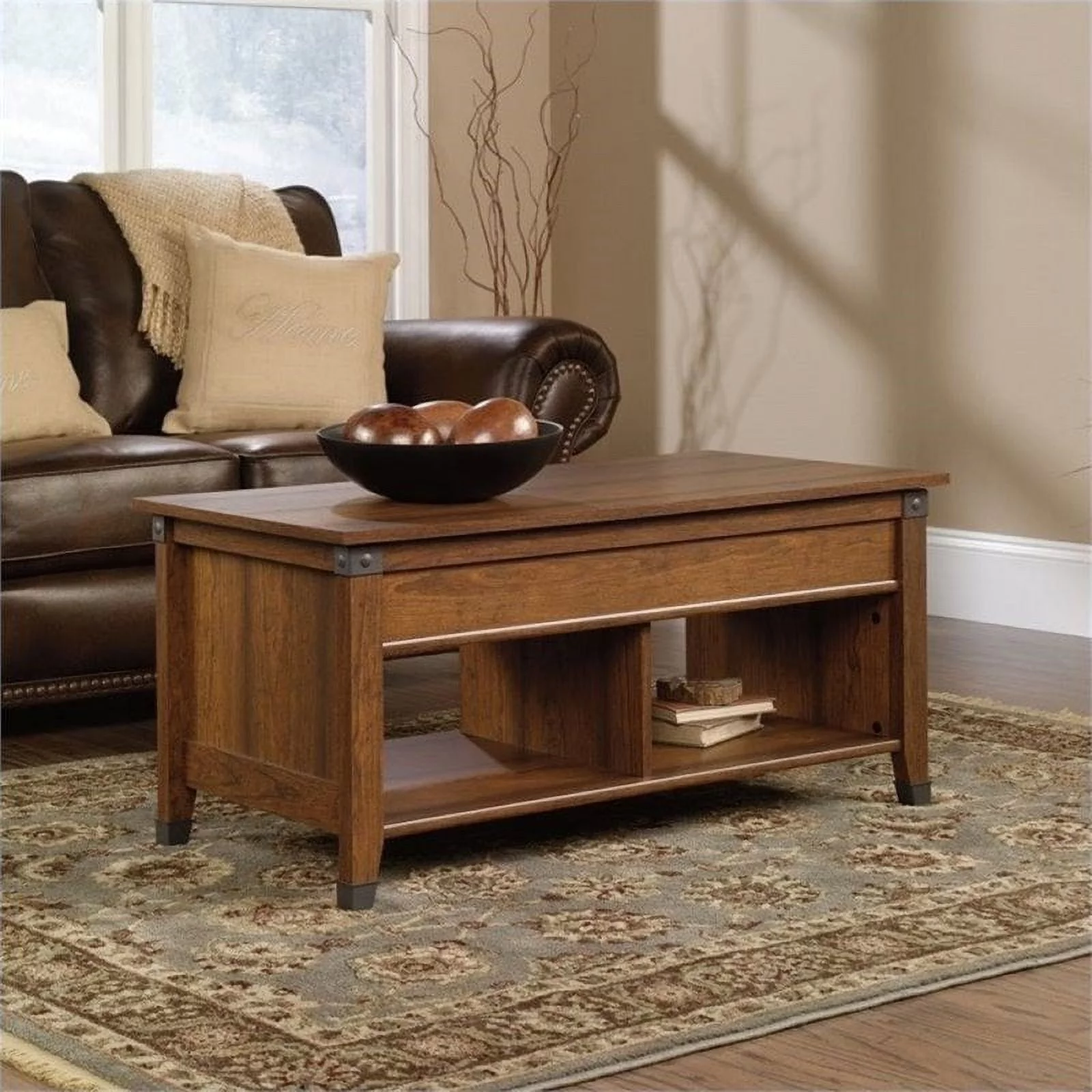 Pemberly Row Lift Top Coffee Table in Washington Cherry