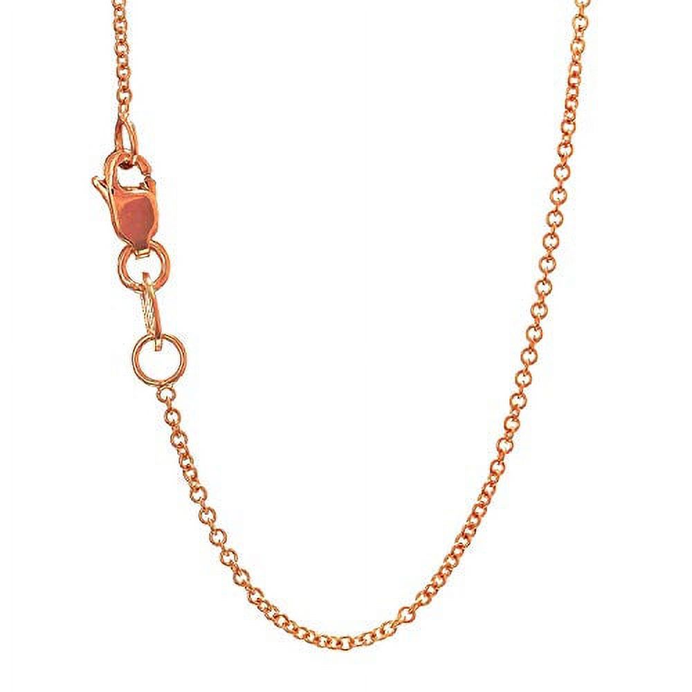 14k Solid Rose Gold 0.7 mm Round Cable Chain Necklace, Lobster Claw Clasp-16 Inches, 1.3gr.