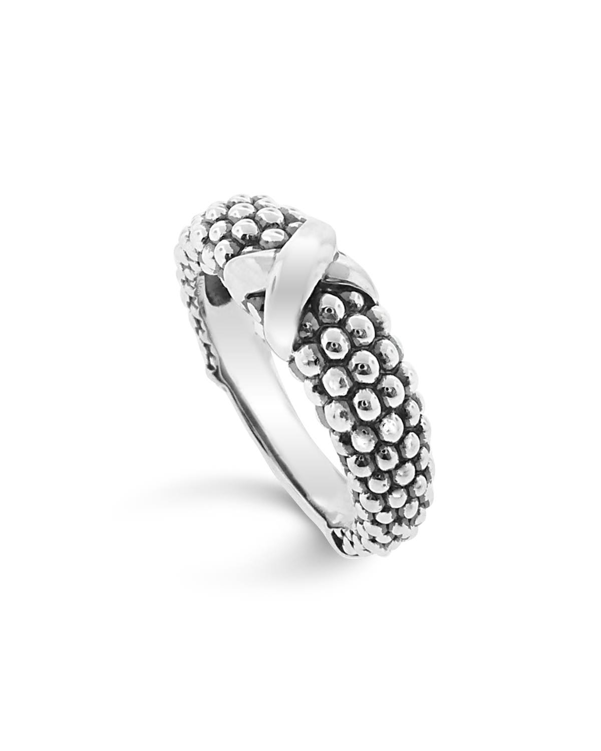 Lagos Signature Caviar Band Ring Silver