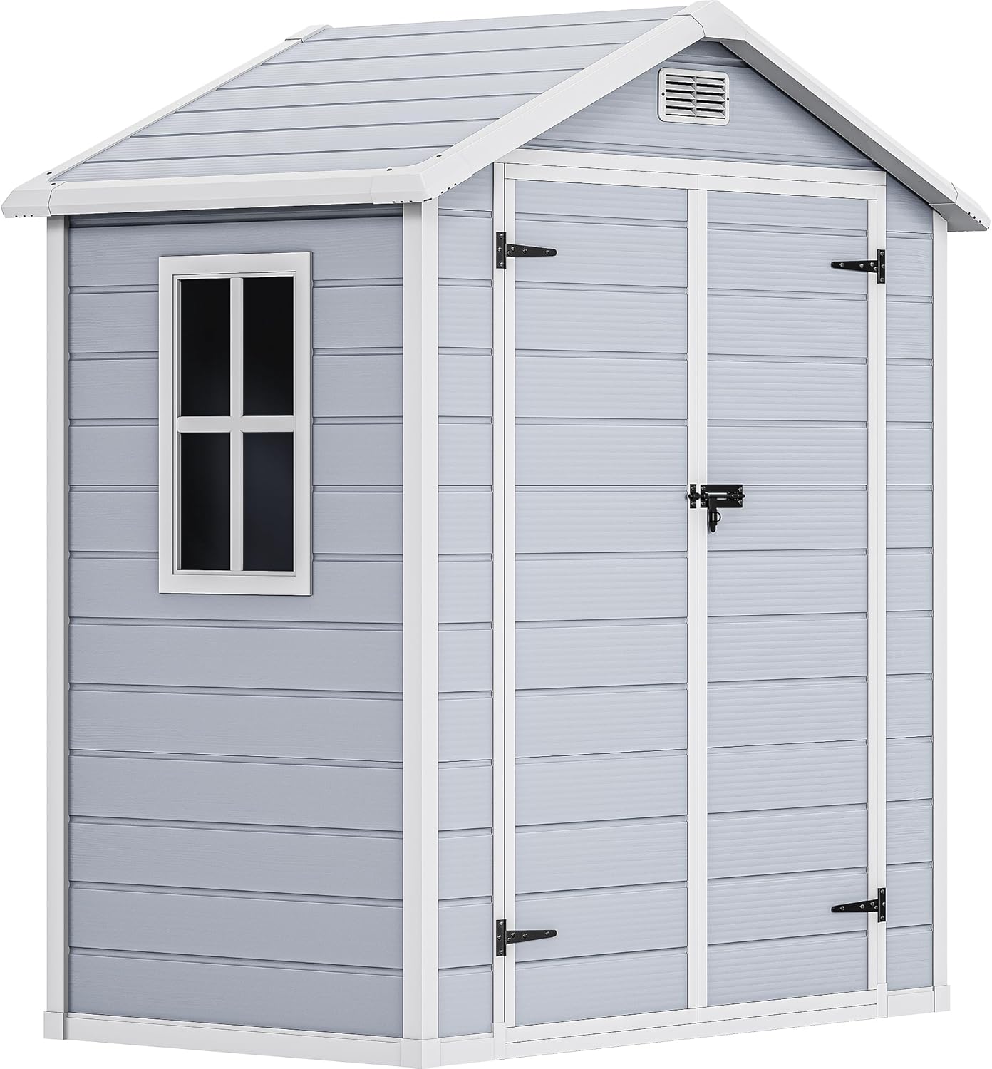 DWVO 6.2x3.4 FT Resin Storage Shed with Reinforced Floor, Outdoor Storage Shed with Lockable Door, Window and Vents