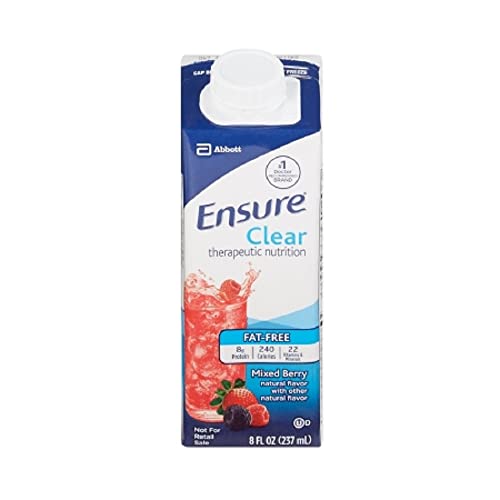 Count of 12 Ensure Clear Mixed Berry Oral Supplement 8 oz Recloseable Carton - Kansas Nuitrition - HNZSDS