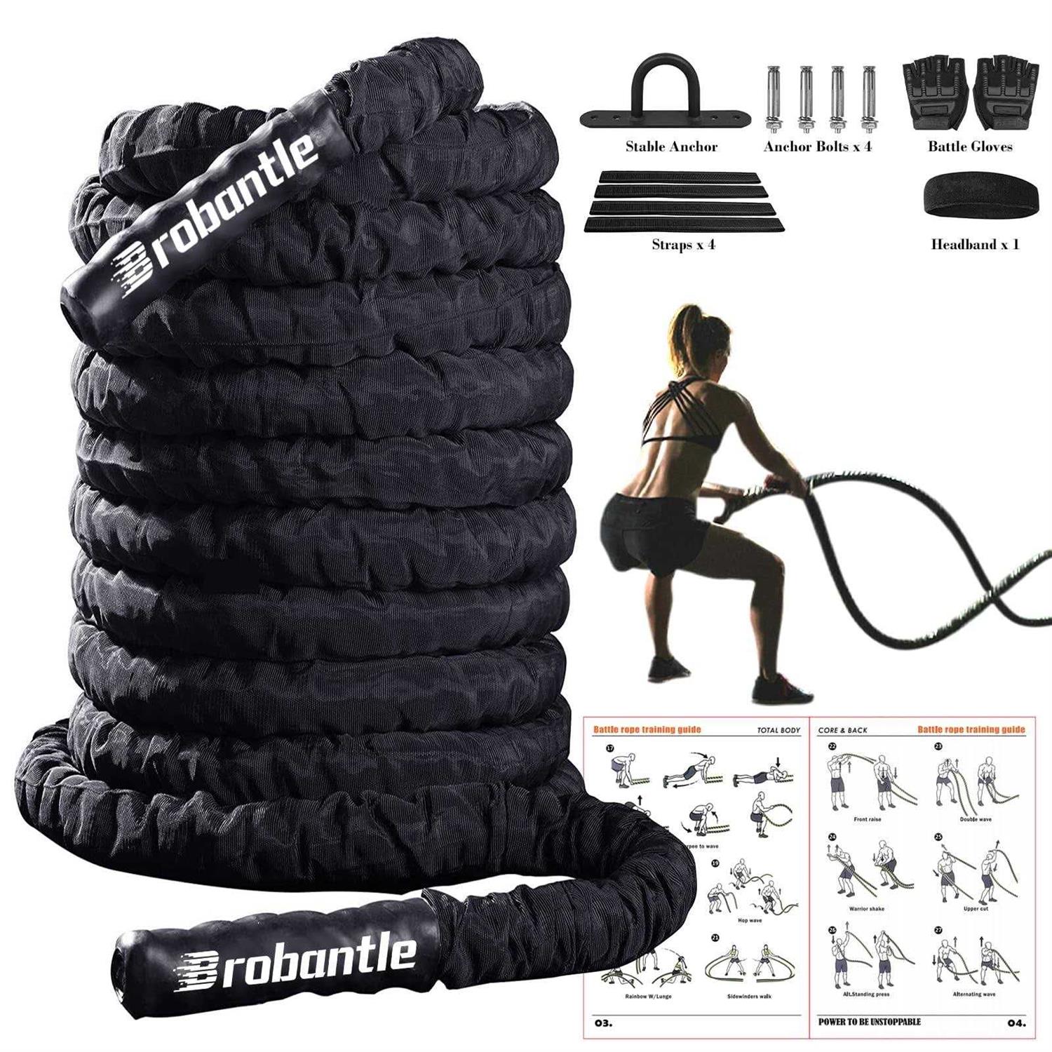 Battle Rope 30FT Battle Ropes for Exercise Workout Rope Exercise R - Sports Supplies Online Store