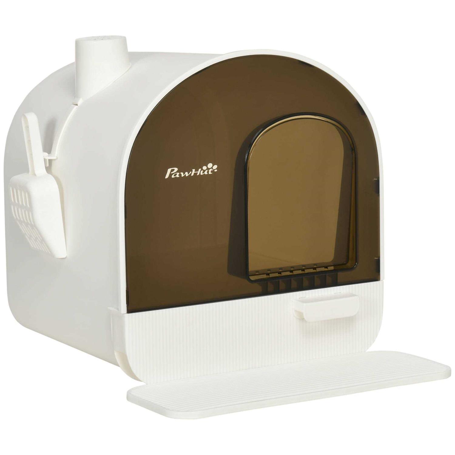 PawHut Cat Litter Box with Lid Covered Litter Box for Indoor Cats with Tray - Pet Supplies online store