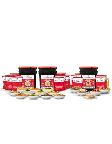 ReadyWise Emergency Food Supply - 360 Servings, 3 Buckets, Freeze Dried & Dehydrated Package of Long Term Meals, Survival Kit for Camping