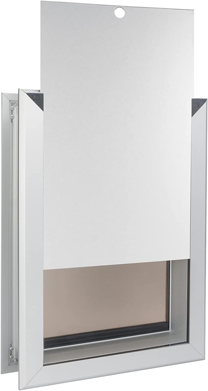 PATAPLUS Large Pet Door Aluminum Dog Door Cat Door,Large Dog Door with Slide-in Lock Panel and Magnetic Flaps,Durable Aluminum Frame