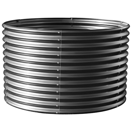 Land Guard 8x4x3ft Oval Galvanized Raised Garden Beds, Large-Capacity Metal Planter Box Outdoor, Durable Deep Raised Garden Bed 3ft Tall