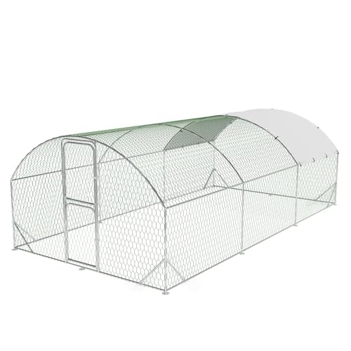 Garvee Large Chicken Coop 13.1 Ft Metal Chicken Run with Waterproof UV Resistant Cover & Double Doors