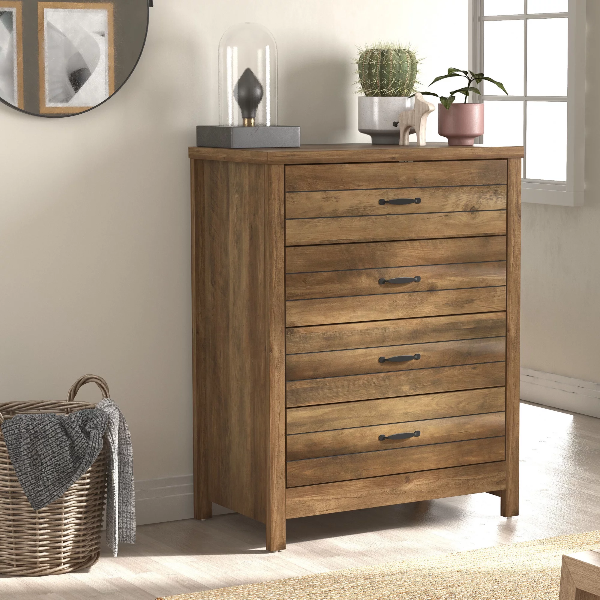 Lancaster Farmhouse 4-Drawer Dresser, Espresso, by Hillsdale Living Essentials