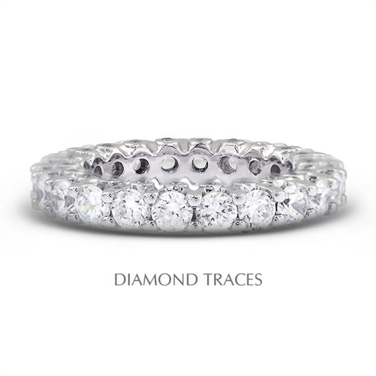 Diamond Traces  14K White Gold Prong & Bezel Setting 3.53 Carat Total Natural Diamonds Modern Eternity Ring