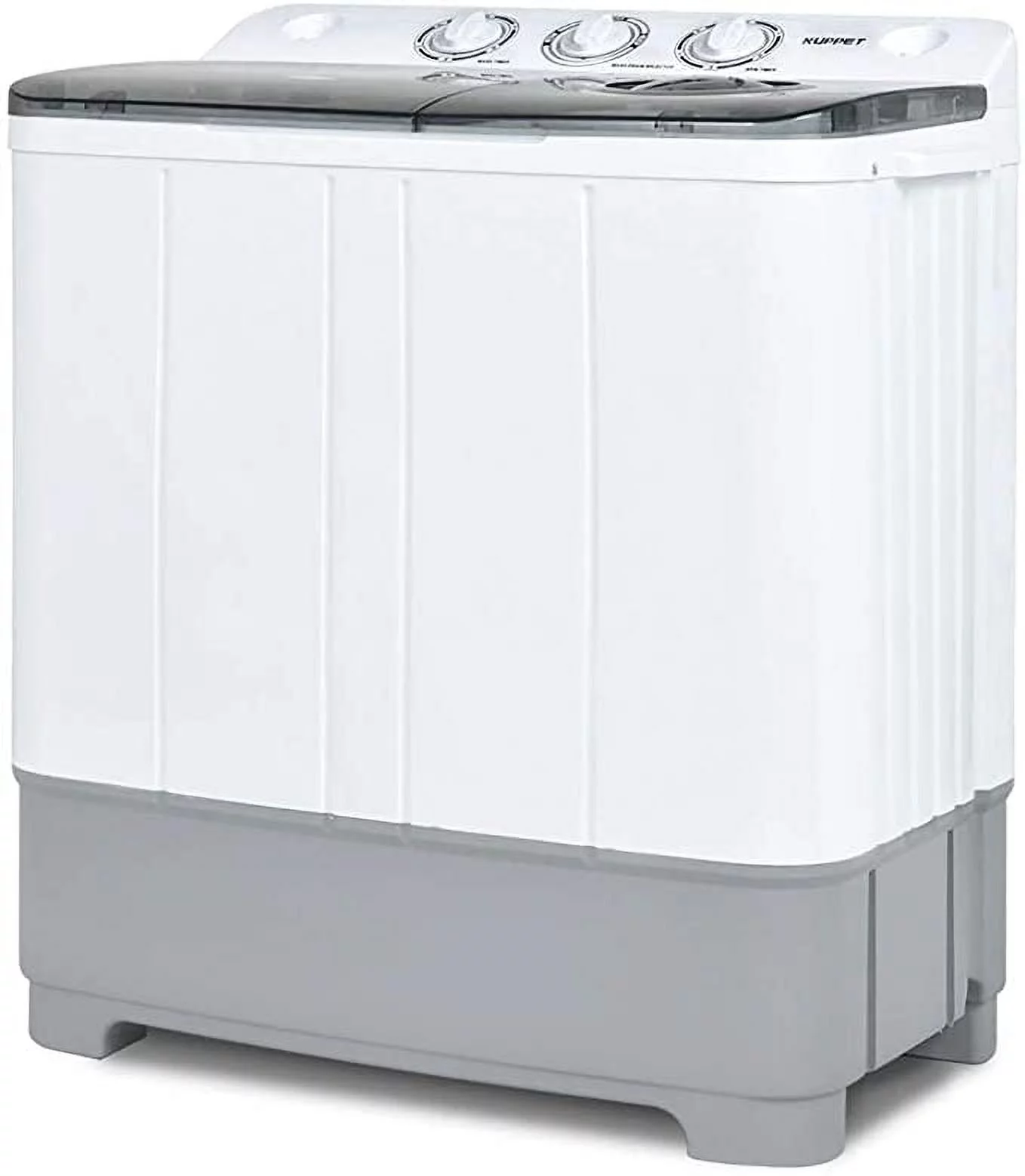 KUPPET Washing Machine, 21Ibs Portable Mini Compact Twin Tub Washer Spin Dryer, Ideal for Dorms, Apartments, RVs, Camping etc, White & Grey