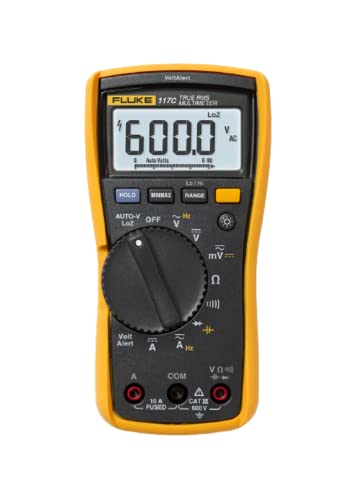 Fluke 117 Digital Multimeter, Non-Contact AC Voltage Detection, Measures Resistance/Continuity/Frequency/Capacitance/Min Max Average