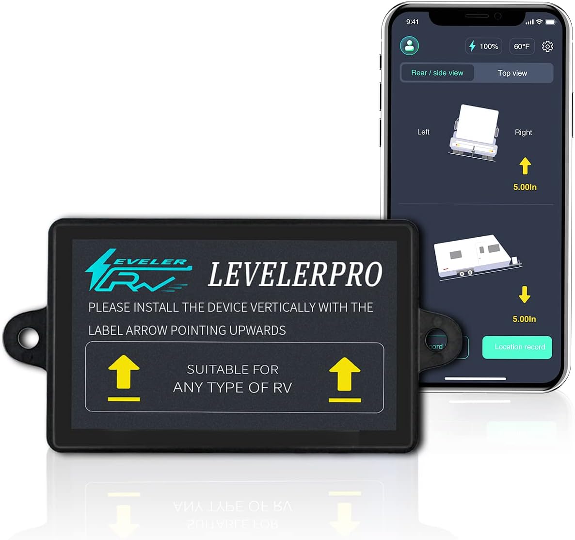 Rhino Storm RVLevelerPRO, Wireless Vehicle Leveling System Fit for RVs, Campers, Trailers, 5th Wheels, Smart RV Leveler for Android & iOS