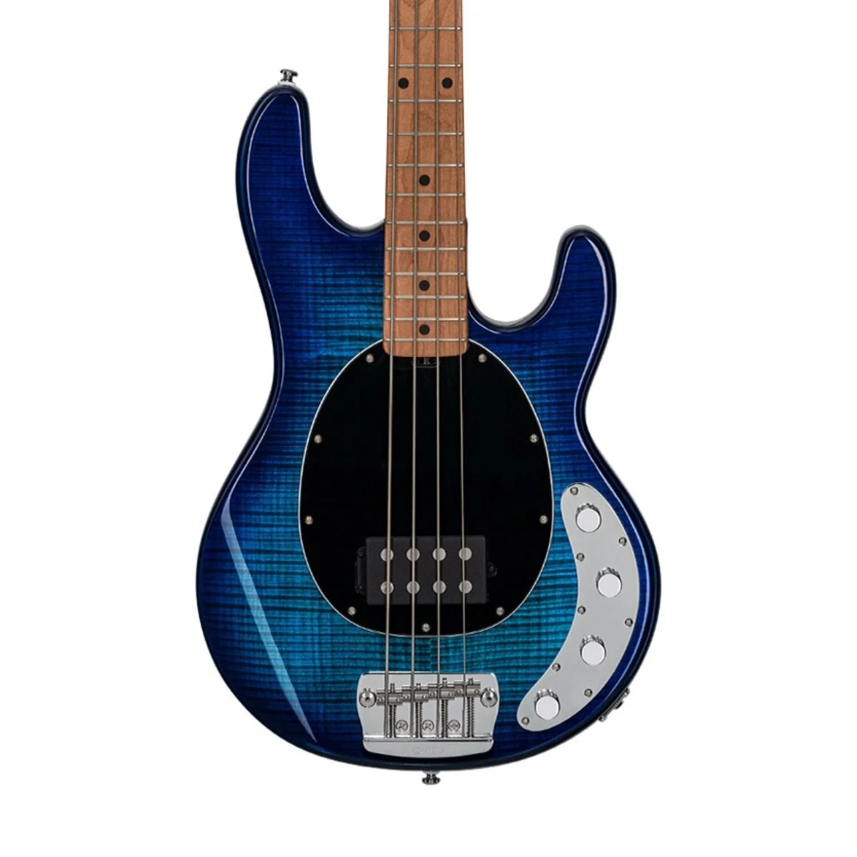 Sterling by Music Man Stingray 34 4-String Bass Guitar (Neptune Blue, Roasted Maple Fretboard)