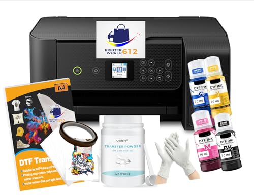 A4 DTF Printer for Clothes, T-Shirt Transfer Printing Machine, Direct to Film Printer. DTF Set of 4 Ink, C/M/Y/B, DTF Printing Paper