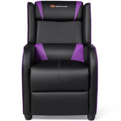 25x22 Wide Power Standard Recliner with Massager Costway Fabric: Purple/Black Faux Leather