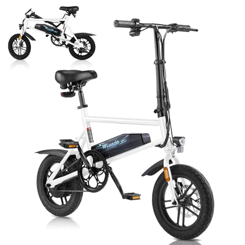 Winado Electric Bike for Adults, 14" Folding Electric Bicycle 450W Motor with Dual Disc Brakes, Max Range 25Miles(Pedal-Assist) & Speed 15.5MPH