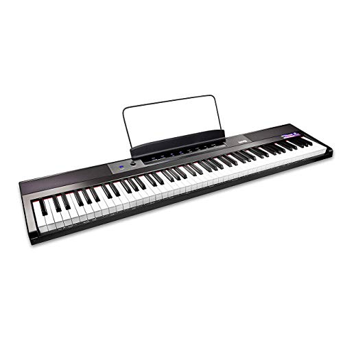 RockJam 88 Key Digital Piano Keyboard Piano with Full Size Semi-Weighted Keys, Power Supply, Sheet Music Stand
