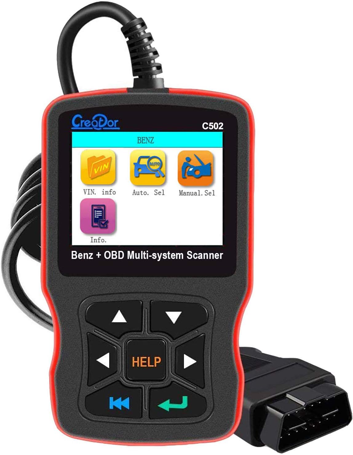 Creator OBD2 Scanner for Mercedes Benz ABS SRS Transmission Full System Diagnostic Scan Tool Professional Automotive Code Reader